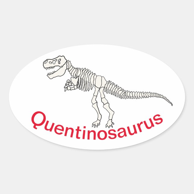 Personalised Dinosaur Name Oval Sticker (Front)