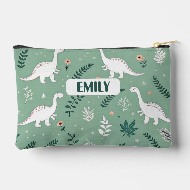 Personalised Dinosaur Name Pencil Case Accessory Pouch (Back)