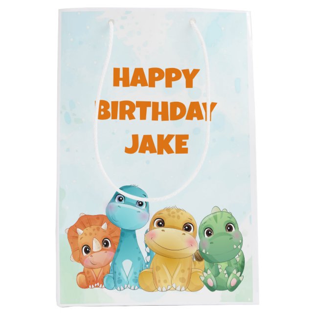 Personalised Dinosaur Party Gift Bag (Front)