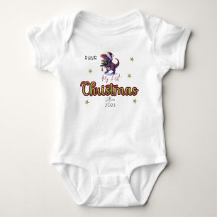 Personalised Dinosaur Rawr Babies First Christmas Baby Bodysuit