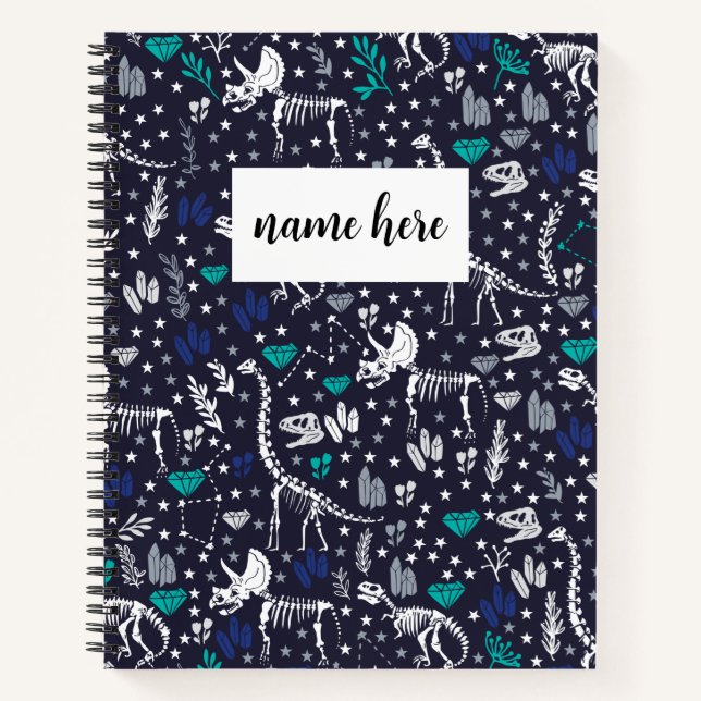 Personalised Dinosaur Skeletons Notebook (Front)