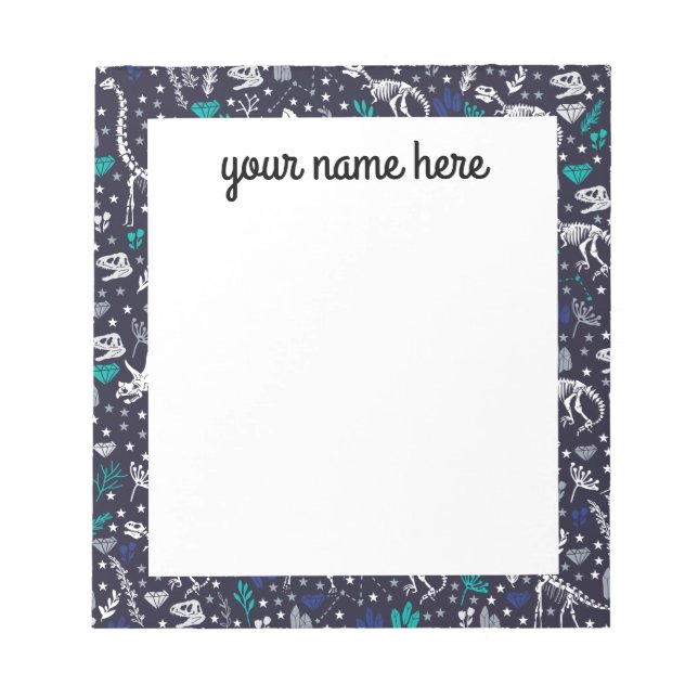 Personalised Dinosaur Skeletons Notepad (Front)