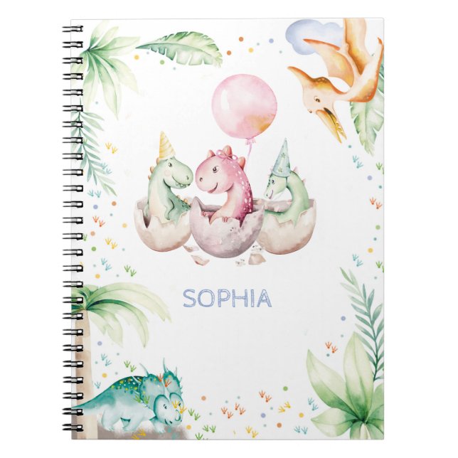 Personalised  Dinosaur Spiral Photo Notebook (Front)