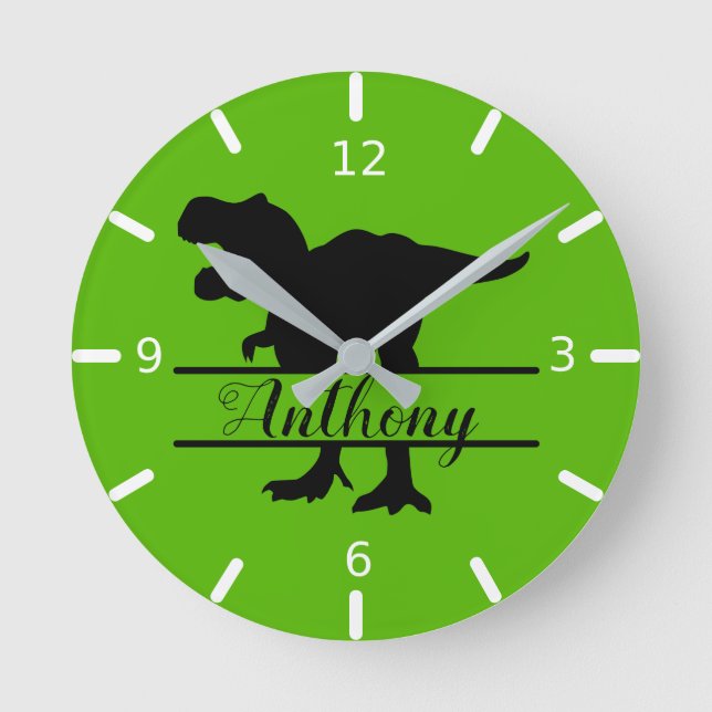 Personalised Dinosaur Square Wall Clock (Front)