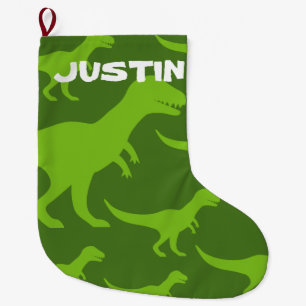 Personalised dinosaur t-rex print kids Holiday Large Christmas Stocking