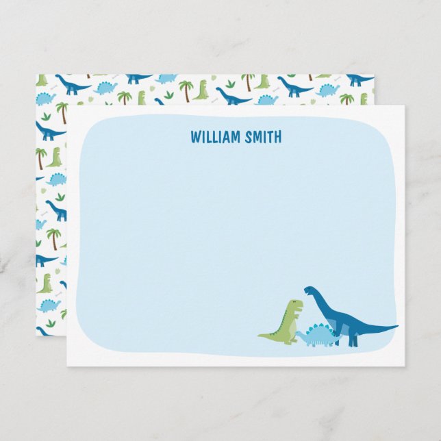 Personalised Dinosaur Thank You Card (Front/Back)