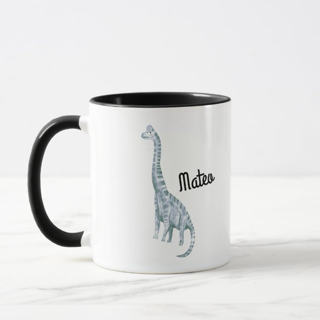 Personalised dinosaur with name mug (Left)