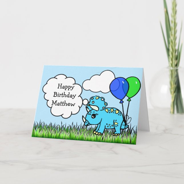 Personalised Dinosaurs Boy's Birthday Card (Front)