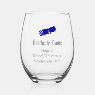 Personalised Diploma Graduation Party Favours Stemless Wine Glass