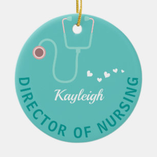 Personalised Director of Nursing stethoscope Ceramic Tree Decoration