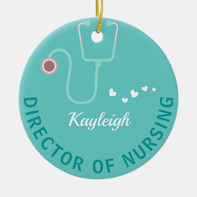 Personalised Director of Nursing stethoscope Ceramic Tree Decoration (Front)