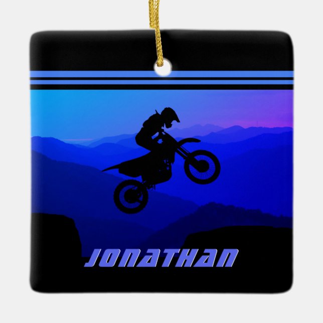 Personalised Dirt Bike Motocross Christmas Ceramic Ornament (Front)