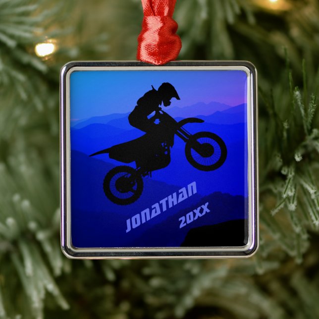 Personalised Dirt Bike Motocross Christmas Metal Tree Decoration (Tree)