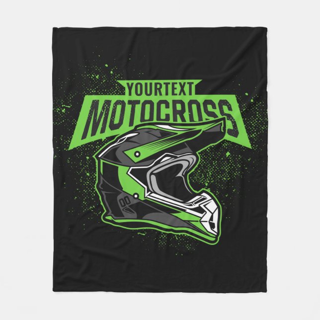 Personalised Dirt Bike Motocross Racing Helmet     Fleece Blanket (Front)