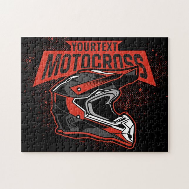 Personalised Dirt Bike Motocross Racing Helmet  Jigsaw Puzzle (Horizontal)