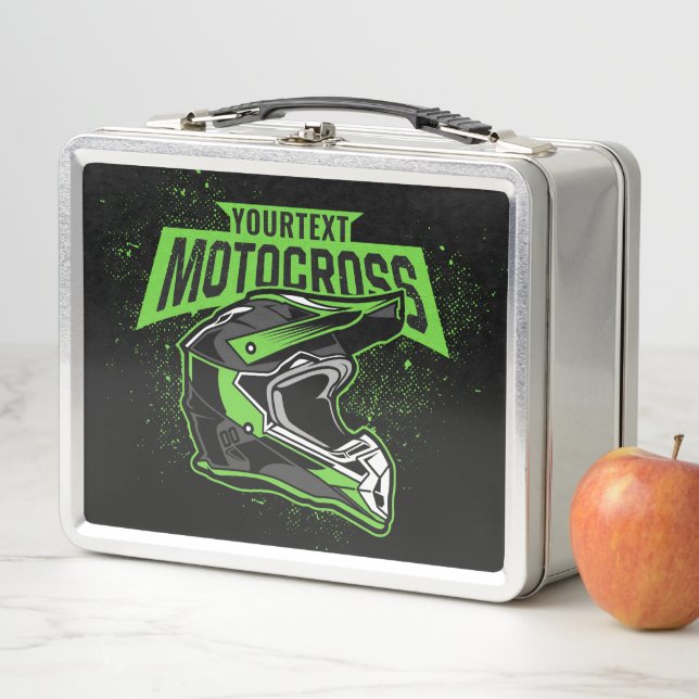 Personalised Dirt Bike Motocross Racing Helmet  Metal Lunch Box (In Situ)