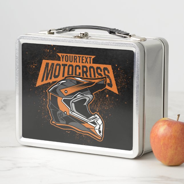 Personalised Dirt Bike Motocross Racing Helmet  Metal Lunch Box (In Situ)