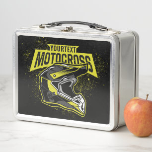 Personalised Dirt Bike Motocross Racing Helmet   Metal Lunch Box