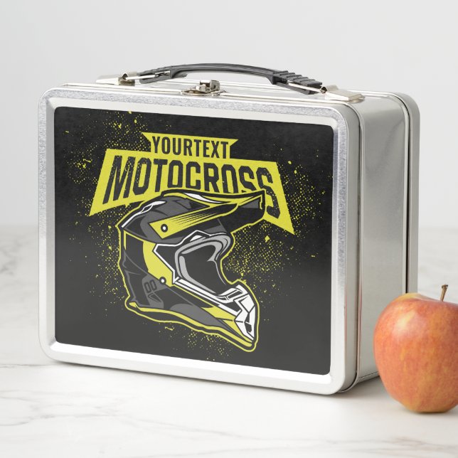 Personalised Dirt Bike Motocross Racing Helmet   Metal Lunch Box (In Situ)