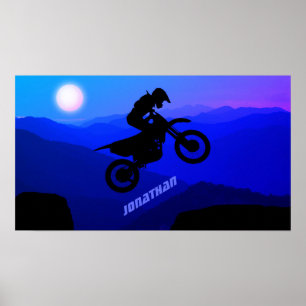 Personalised Dirt Bike Night Ride Motocross Poster