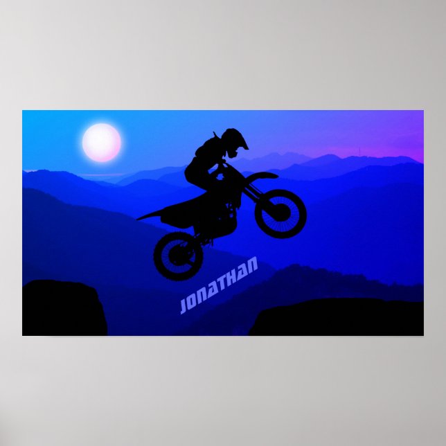 Personalised Dirt Bike Night Ride Motocross Poster (Front)
