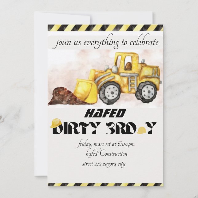 ﻿Personalised Dirty 3rd-Y Third Birthday  Invitation (Front)