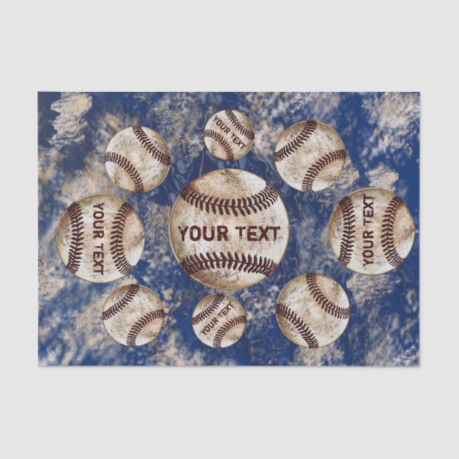 Personalised Dirty Vintage Baseball Tissue Paper (Front)