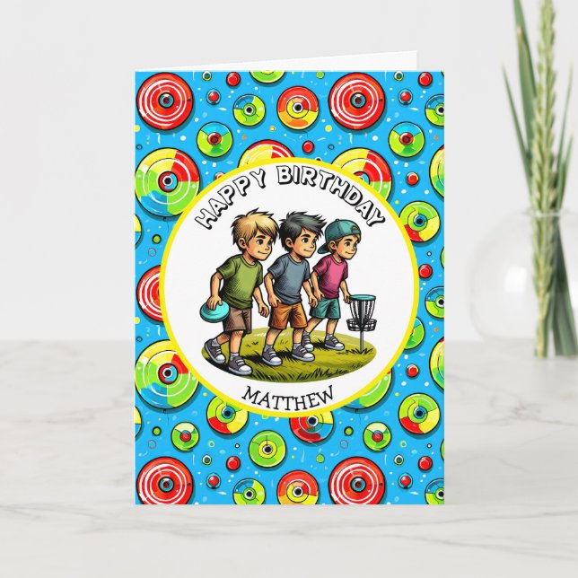 Personalised Disc Golf Boy's Birthday   Card (Front)