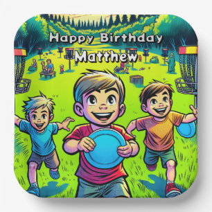 Personalised Disc Golf Boy's Birthday Paper Plate