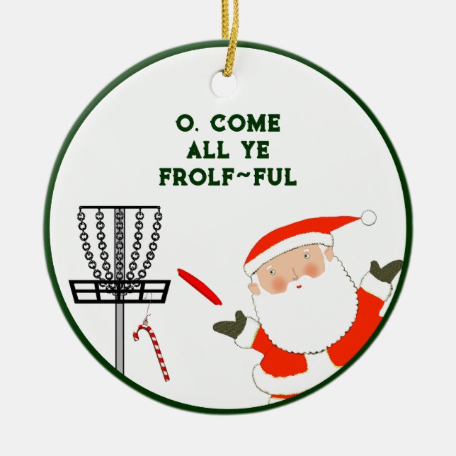 personalised disc golf Christmas Ceramic Tree Decoration (Front)