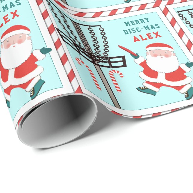 Personalised Disc Golf Holiday Gift Wrapping Paper (Roll Corner)