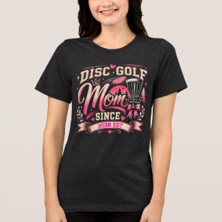 Personalised Disc Golf Mum Year Vintage Design Tri-Blend Shirt