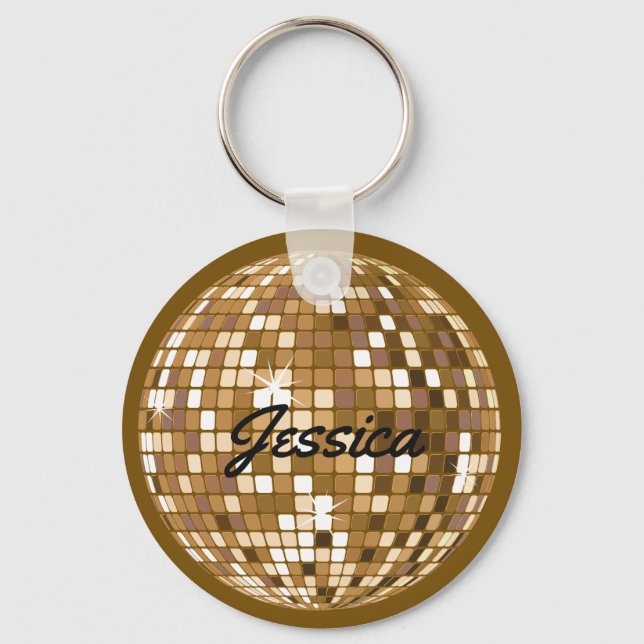 Personalised Disco Ball Keychain Brown (Front)