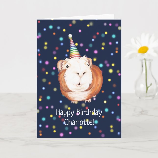 Personalised Disco Guinea Pig Birthday Card (Small Plant)