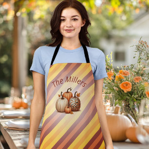 Personalised Disco Pumpkin Family Name Fall Apron