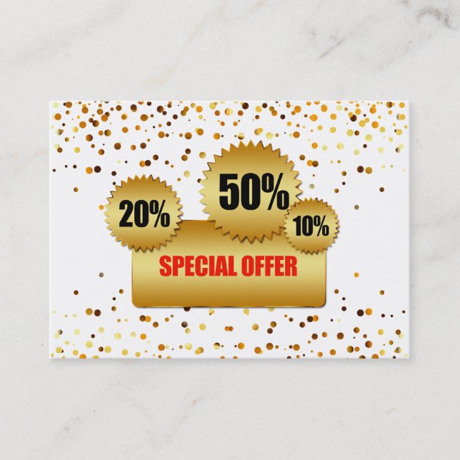 Personalised Discount Gift Confetti Gold Coupon (Front)