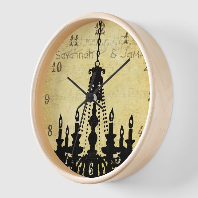 Personalised Distressed Musical Note Chandelier Wall Clock (Angle)
