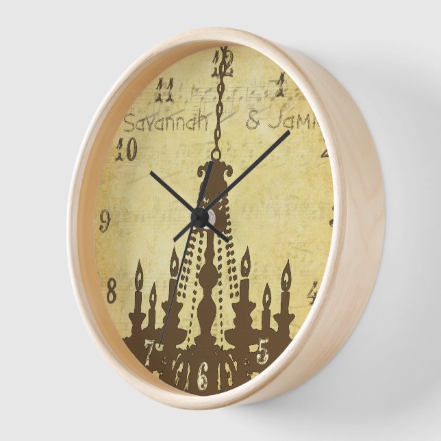 Personalised Distressed Musical Note Chandelier Wall Clock (Angle)