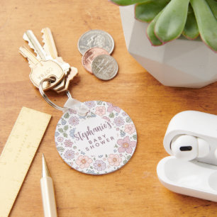 Personalised Ditsy Floral Baby Shower Keychain
