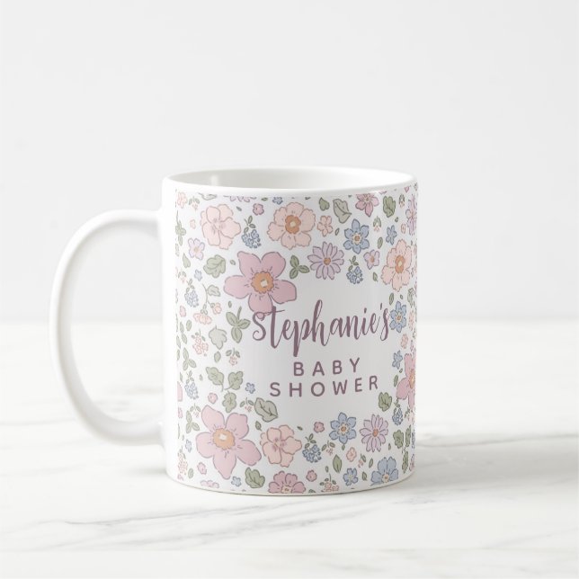 Personalised Ditsy Floral Baby Shower Mug (Left)