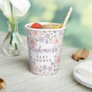 Personalised Ditsy Floral Baby Shower Paper Cups