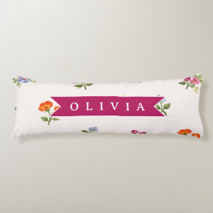 Personalised Ditsy Floral Cottagecore Wildflower Body Cushion