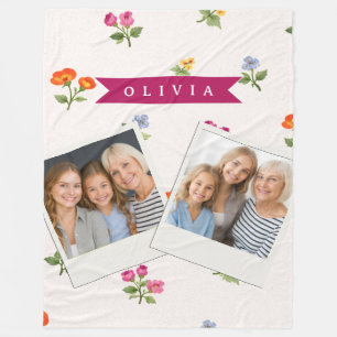 Personalised Ditsy Floral Cottagecore Wildflower Fleece Blanket