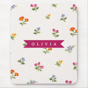 Personalised Ditsy Floral Cottagecore Wildflower Mouse Mat