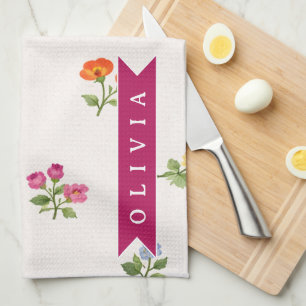 Personalised Ditsy Floral Cottagecore Wildflower Tea Towel