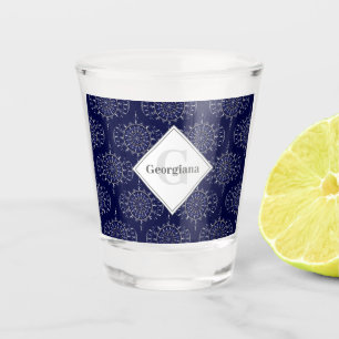 Personalised Ditsy Winter Snow Angels Snowmen Ogee Shot Glass