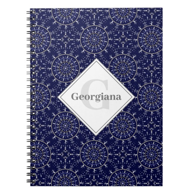 Personalised Ditsy Winter Snow Angels Snowmen Tile Notebook (Front)