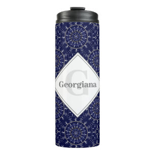 Personalised Ditsy Winter Snow Angels Snowmen Tile Thermal Tumbler