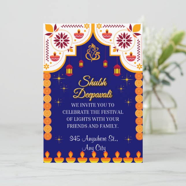  Personalised Diwali Invitation  Card (Standing Front)