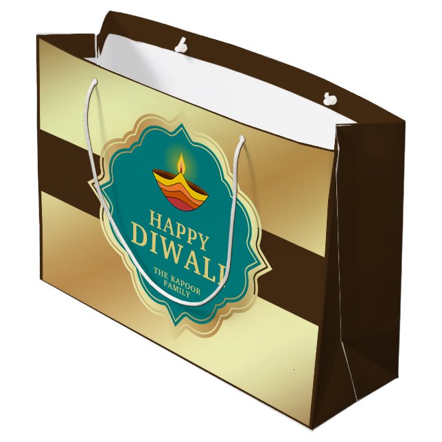 Personalised Diwali Large Gift Bag (Back Angled)
